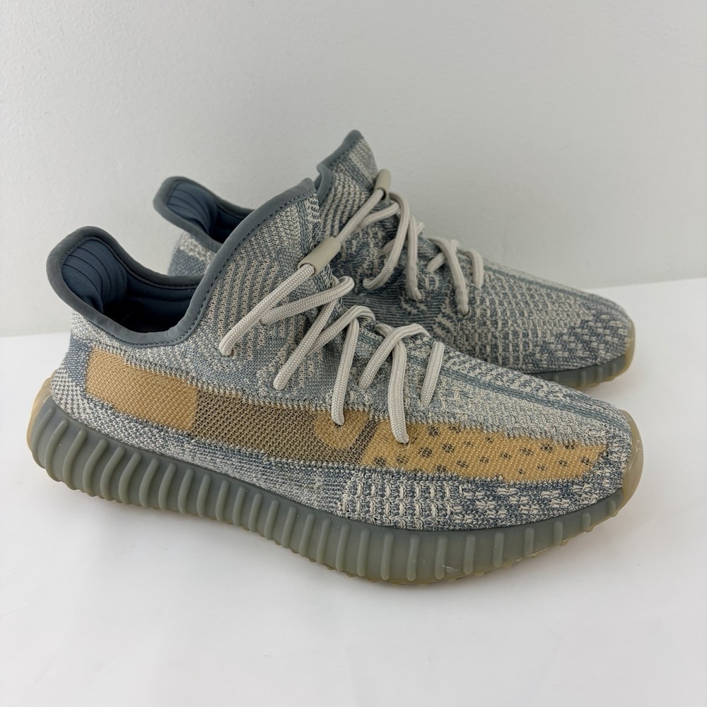 Adidas Yeezy Boost 350 V2 Ash Blue Men Gray Blue Knit Sneakers Size 7.5